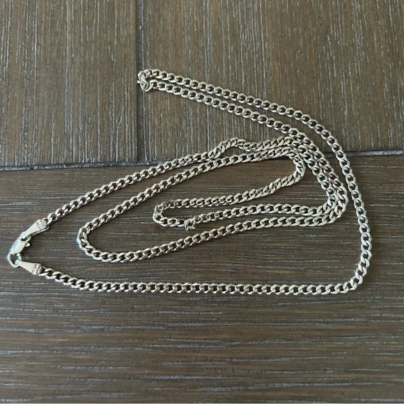 .925 Silver Curb Chain Necklace 28” - Picture 4 of 8